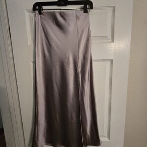 Skies Are Blue Satin Skirt - Silver